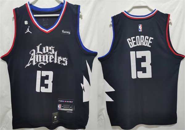 Men%27s Los Angeles Clippers #13 Paul George Black Stitched Jersey